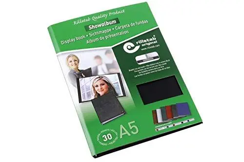 Produktbild: Rillstab RI99534 A5 Präsentationsmappe für Schule & Projekt - Sichtbuch & Präsentationsbuch - 30 Transparente Hüllen - Dokumente Organisieren ohne Lochen- Schwarz