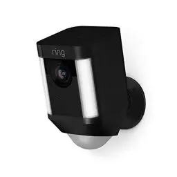 Produktbild: Ring Spotlight Cam Battery | Überwachungskamera für aussen mit HDR-Video, WLAN, 3D-Bewegungserfassung, Kamera funktioniert mit Alexa | akkubetriebene Sicherheitskamera mit LED und Sirene | Schwarz