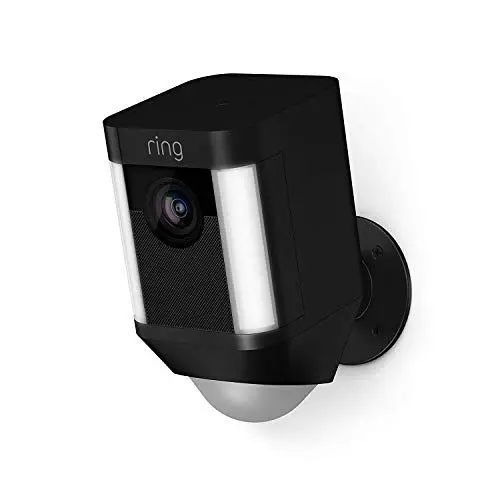 Produktbild: Ring Spotlight Cam Battery | Überwachungskamera für aussen mit HDR-Video, WLAN, 3D-Bewegungserfassung, Kamera funktioniert mit Alexa | akkubetriebene Sicherheitskamera mit LED und Sirene | Schwarz