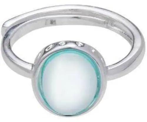 Produktbild: Ringe S925 Sterling Silber Aquamarin Ring Frauen Frisch Kaltem Sinn Nische Design Senior Simplicity Geometrischer Ovaler Finger Ring, Silberfarben, Verstellbare Öffnung