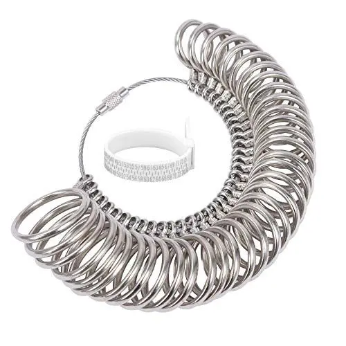 Produktbild: Ringgrößen und Fingergrößen Metall zur Schmuckherstellung Ringgrößenmesser Set zum Messen von Größen bis 36 (Größen: 41-76) Messwerkzeug für Damen und Herren