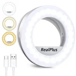 Produktbild: Ringlicht Handy RealPlus, Selfie Licht, Geschenk für Frauen, 40 LEDs Handy Licht mit Clip, Wiederaufladbar und Dimmbares Ringleuchte Licht für Telefon, Tablet, Laptop, Foto, Video