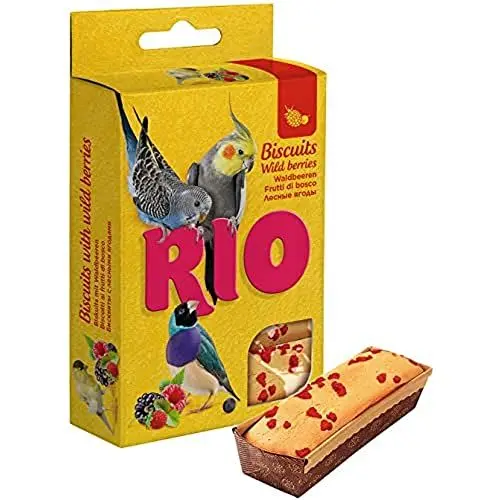 Produktbild: RIO Biskuits mit Waldbeeren | 150 g | Ergänzungsfuttermittel für Ziervögel | Leckerbissen für viel Abwechslung | Mit Eiern und Getreide | Für mausernde und brütende Vögel geeignet
