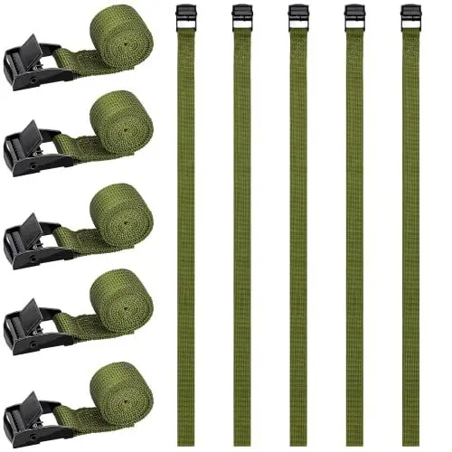 Produktbild: RIO Direct 10 Stück Spanngurt kurz 50cm, Befestigungsriemen, Spanngurte Fahrradträger, Kleine Spanngurte/grüne Zurrgurte mit klemmschloss für Fahrrad, Sackkarre, Motorrad, Gepäck