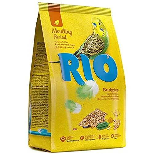 Produktbild: RIO Alleinfutter für Wellensittiche | 1 kg | Für Wellensittiche während der Mauser | Zur Unterstützung des Gefiederwechsels | Mit Eiweiß & Fetten | Ausgewogene Getreidemischung