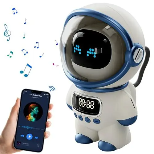 Produktbild: RIOCALOTDD Bluetooth Lautsprecher mit Licht, 3-in-1 Wecker mit Licht, Dimmbar Nachttischlampe,Tragbarer Lautsprecher Atmosphäre Tischlampe Geschenke für Mädchen Kinder Jungen