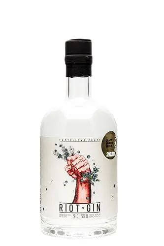 Produktbild: Riot Gin – London Dry Gin 50% Vol. | Mehrfach ausgezeichnet | Handgefertigt & destilliert in Deutschland | Intensive Wacholder- & Zitrusnoten | 7 Botanicals | Perfekt für Gin Tonic | 0,5l