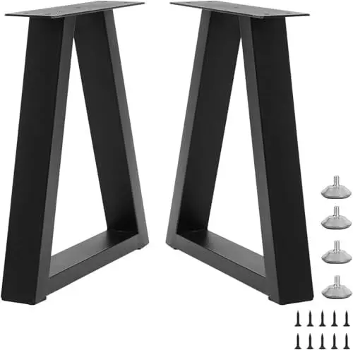Produktbild: Rioychan Trapezoid Metall Tischbeine für Bank Beine, Couchtisch Beine, 40.5x27.5 cm DIY Möbel Beine Set von 2, einschließlich Schrauben und verstellbare Füße Pads, Schwarz