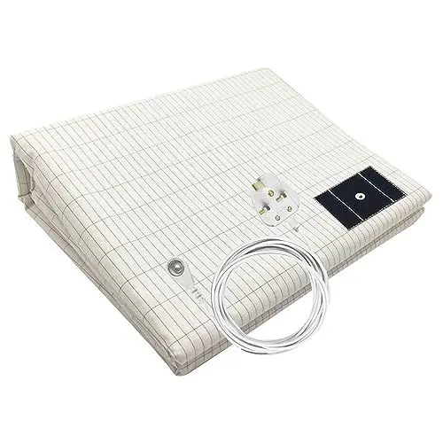 Produktbild: RIQINXIN Erdungsbettlaken leitfähige Erdungsmatte mit Erdungsanschlusskabel (193 x 203 cm) Erdungsmatte für Besseren Schlaf Beige