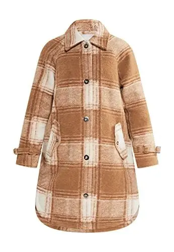 Produktbild: RISA Damen Übergangsmantel aus Wollgemisch, Kariert Beige Braun, XL