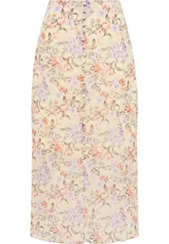 Produktbild: risa Damen Midirock mit Blütenprint 10523339-RI01, WOLLWEISS Mehrfarbig, XL