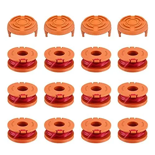 Produktbild: RISAKOGO 12 Stücke Rasentrimmer Faden für alle 20V Worx Rasentrimmer und 4 Stücke Trimmer Spool Cap Edger Spool Cap, Langlebige Ersatzfaden Spulen für verbesserte Schneidgeschwindigkeit
