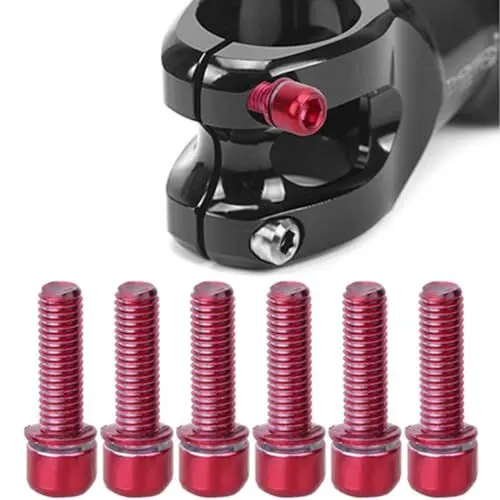 Produktbild: Risegun 6 Stück Fahrrad Vorbau Schrauben, M5 x 18mm Inbusschrauben Sortiment MTB Schraube mit Unterlegscheiben für Lenker Flaschenhalter Sattelstützenklemme