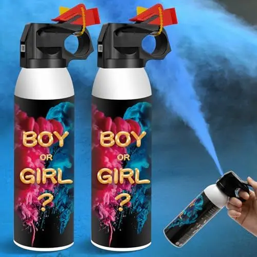 Produktbild: RISEMART (2 Stück Blau) Gender Reveal Konfetti Kanone Poppers, Gender Reveal Rauchbombe 100% biologisch abbaubare Babyparty sicher Pulverrauch, Partyzubehör für Jungen und Mädchen