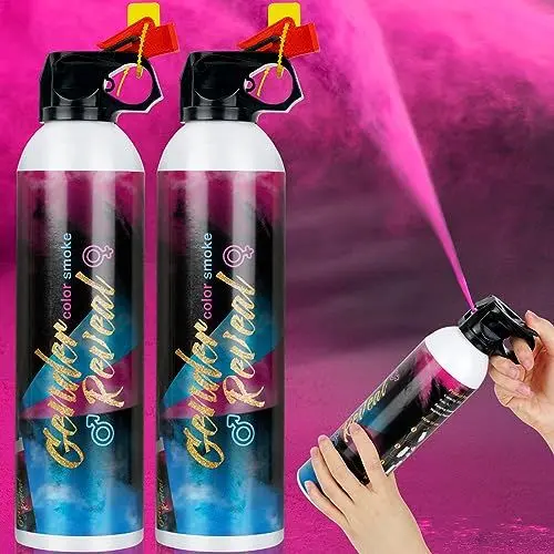 Produktbild: RISEMART XXL Gender Reveal Konfetti Kanone Poppers, Gender Reveal Rauchbombe biologisch abbaubare Babyparty-Konfetti, Partyzubehör für Jungen und Mädchen (2 Stück, Rosa)