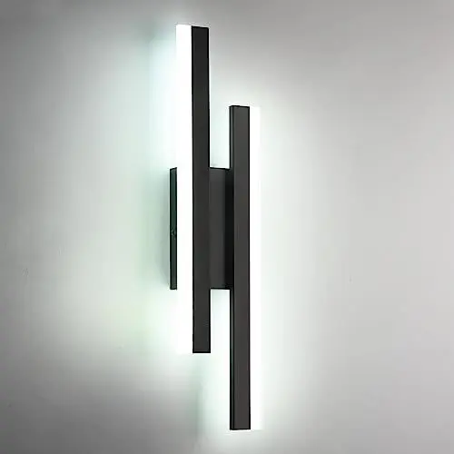 Produktbild: Riserva Wandleuchte LED Innen Moderne, 16W 1800LM Wandlampe LED, Kreative Lange Parallele Wandleuchte für Wohnzimmer Korridor Treppen, Kaltweiß 6500K, Schwarz, 40cm
