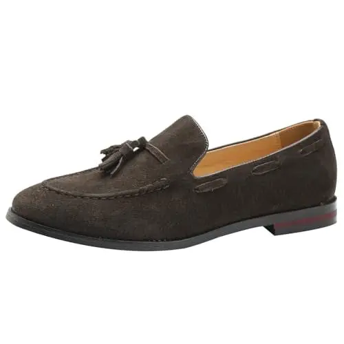 Produktbild: rismart Herren Mokassins Wildleder Slip On Bootsschuhe Freizeit Niedrige Sneaker(Kaffee,44.5 EU)