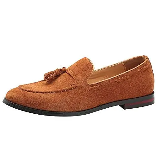 Produktbild: rismart Herren Mokassins Wildleder Slip On Bootsschuhe Freizeit Niedrige Sneaker(Tan,38 EU)