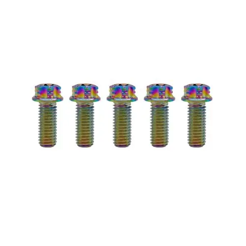 Produktbild: RISON-Titanium Titanschrauben M6x1.0x15mm, 5 Stück Flanschschraube Torx Kopf Flansch Schrauben Sechskantschrauben Gewindeschrauben GR5 Titanbolzen Befestigungen für Motorräder Fahrrad Auto