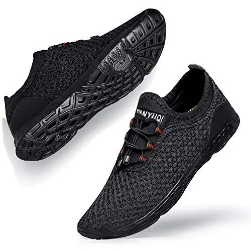 Produktbild: Ritiriko Herren Damen Wassersport Schuhe Barfuß Schnell Trocknend Aqua Socken für Schwimmen Strand Pool Surfen Yoga, 42 EU, Schwarz
