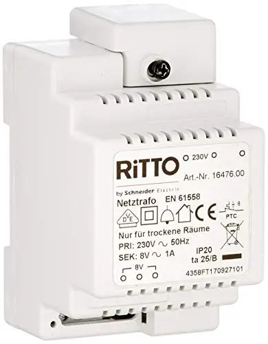 Produktbild: Ritto 1647600 Netztrafo, REG, Klingeltransformator, 8V -230 V AC passend für Hutschienen - Made in Germany
