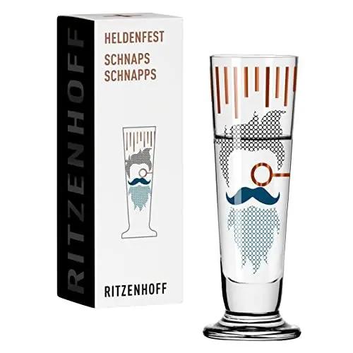 Produktbild: RITZENHOFF 1061010 Schnaps-Glas 40 ml - Serie Heldenfest, Motiv Nr. 10 - Barber - rund und mehrfarbig - Made in Germany