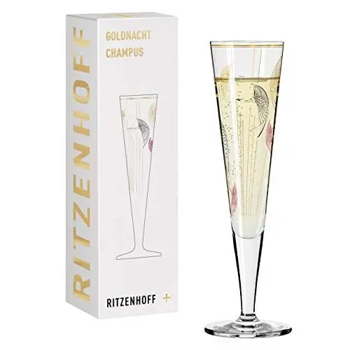 Produktbild: RITZENHOFF 1071018 Champagnerglas 200 ml - Serie Goldnacht Nr. 18 - Edles Designerstück mit Echt-Gold - Made in Germany