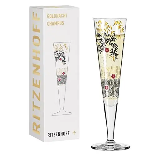 Produktbild: RITZENHOFF 1071019 Champagnerglas 200 ml - Serie Goldnacht Nr. 19 - Edles Designerstück mit Echt-Gold - Made in Germany