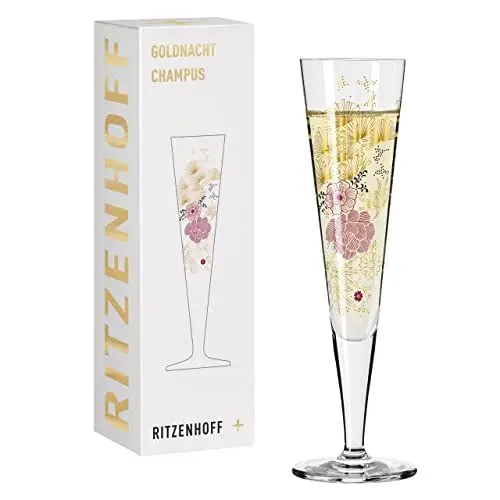 Produktbild: RITZENHOFF 1071020 Champagnerglas 200 ml - Serie Goldnacht Nr. 20 - Edles Designerstück mit Echt-Gold - Made in Germany