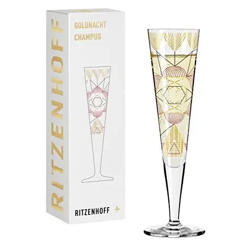 Produktbild: RITZENHOFF 1071026 Champagnerglas 200 ml - Serie Goldnacht Nr. 26 - Edles Designerstück mit Echt-Gold - Made in Germany