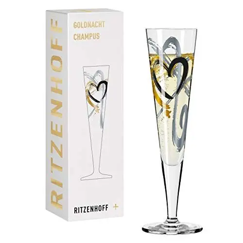 Produktbild: RITZENHOFF 1078190 Champagnerglas 200 ml - Serie Goldnacht Nr. 1 - Edles Designerstück mit Echt-Gold - Made in Germany