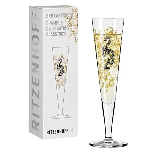 Produktbild: RITZENHOFF 1079013 Champagnerglas 200 ml - Brillantnacht Champagner 2023 - Designerstück mit Echt-Gold - Made in Germany