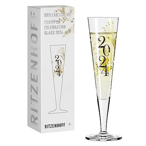 Produktbild: RITZENHOFF 1079014 Champagnerglas 200 ml - Serie Brillantnacht - Celebration Glass 2024 mit Echt-Gold - Made in Germany