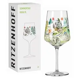 Produktbild: RITZENHOFF 2931008 Aperitifglas 500 ml – Serie Sommertau – Motiv Nr. 8 mit Kolibriillustration – Made in Germany, Grün,lila