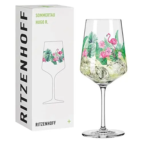 Produktbild: RITZENHOFF 2931014 Aperitifglas 500 ml - Serie Sommertau - Motiv Nr. 14 mit farbenfrohem Flamingo - Made in Germany