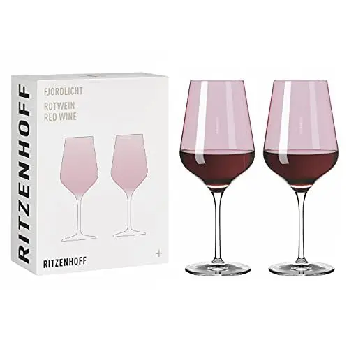 Produktbild: RITZENHOFF 3631003 Rotweinglas 500 ml - Serie Fjordlicht Nr. 3, 2 Stück mit Farbverlauf Berry - Made in Germany