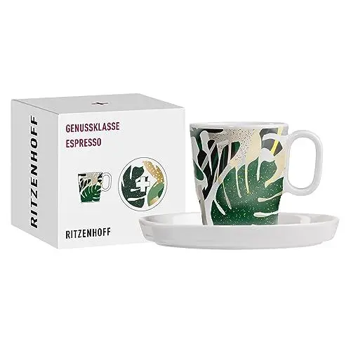 Produktbild: RITZENHOFF 3721004 Espresso-Tasse 95 ml - Serie Genussklasse Nr. 4 - Set mit Untertasse, aus Porzellan - Designerstück