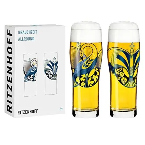 Produktbild: RITZENHOFF 3781004 Trinkglas universal 600 ml - Serie Brauchzeit Nr. 4, 2 Stk. mit abgestimmtem Motiv - Made in Germany