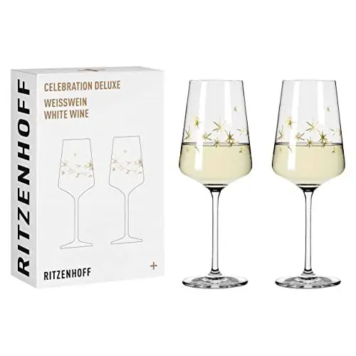 Produktbild: RITZENHOFF 6141012 Weißweinglas 400 ml - Serie Celebration Deluxe Set Nr. 3, 2 Stück, Echt-Gold - Made in Germany