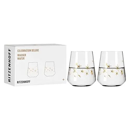 Produktbild: RITZENHOFF 6141013 Wasserglas 500 ml - Serie Celebration Deluxe Set Nr. 3, 2 Stück mit Echt-Gold - Made in Germany