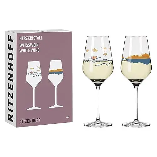 Produktbild: RITZENHOFF 6171001 Weißweinglas 300 ml - Serie Herzkristall - 2er Set mit Motiv in Roségold - Made in Germany