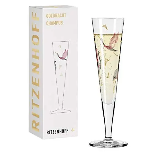 Produktbild: RITZENHOFF 1071015 Champagnerglas 200 ml - Serie Goldnacht Nr. 15 - Edles Designerstück mit Echt-Gold - Made in Germany