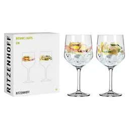Produktbild: RITZENHOFF 3791001 Gin-Glas 700 ml - 2er-Set - Serie Botanic Lights Nr.1, 2 Stück mit Sommerfarben - Made in Germany, Grün, Orange, Gelb, Rot