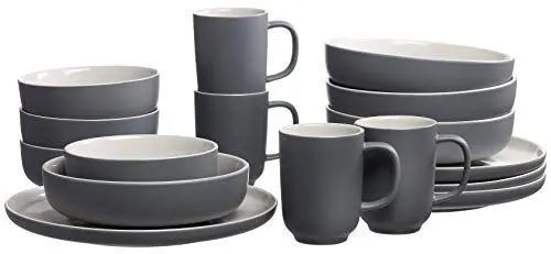 Produktbild: Ritzenhoff & Breker Kombiservice Jasper, 16-teilig, Grau, Steinzeug, Teller Schalen und Becher für 4 Personen