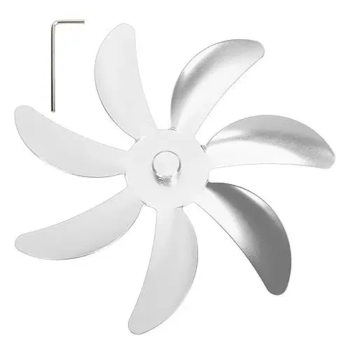 Produktbild: Riuulity Ofenventilator, Aluminiumlegierungsflügel, Ofenventilator, Aluminiumlegierungsflügel, 7 Flügel für Kamin, Klingenmetzger für Gartenkamin (SILVER)
