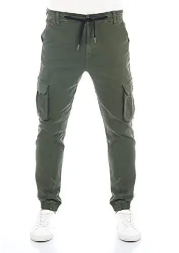 Produktbild: riverso Cargohose Herren Stretch RIVHanno Slim Fit Cargo Hose Taschen Grün w40, Größe:W 40, Farbe:Cypress Green