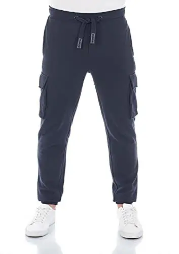 Produktbild: riverso Herren Sweathose RIVLars Trainingshose Cargo Jogger Jogginghose Sporthose Freizeithose Slim Einfarbig Baumwolle Blau XXL, Größe:XXL, Farbe:Navy (19400)