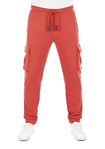 Produktbild: riverso Herren Sweathose RIVLars Trainingshose Cargo Jogger Jogginghose Sporthose Freizeithose Slim Einfarbig Baumwolle Rot L, Größe:L, Farbe:Rusty Ochre Red