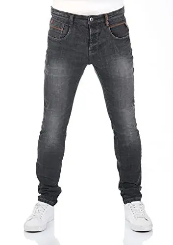 Produktbild: riverso Jeans Herren Stretch Slim Fit RIVCaspar Jeanshose Hose Denim Schwarz w34, Farbe:Black Denim (B132), Länge:L32, Weite:34W