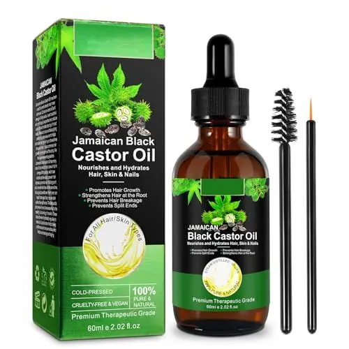 Produktbild: RizinusöL Haare 60ml, Castor Oil,100% Rein, NatüRlich Und Kaltgepresst RizinusöL Bio, RizinusöL FüR Haarwachstum, Augenbrauen, Wimpern, RizinusöL in Glasflasche
